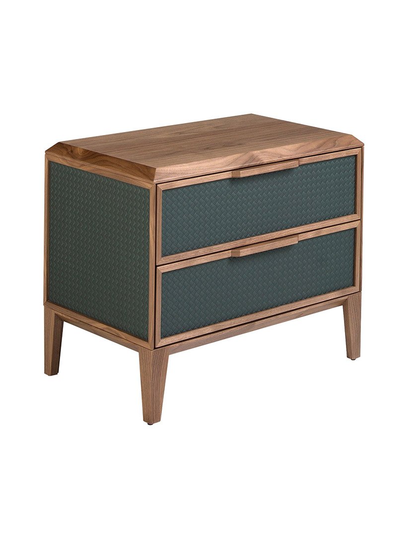 Mesa de Cabeceira em Nogueira e Verde Escuro