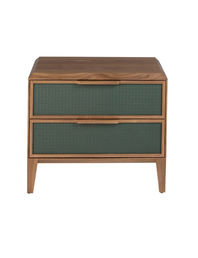 Mesa de Cabeceira em Nogueira e Verde Escuro