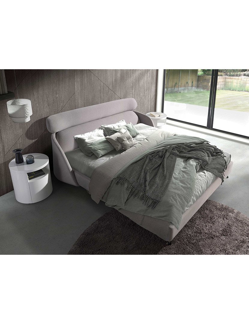 Cama de Tecido Cinzento Claro