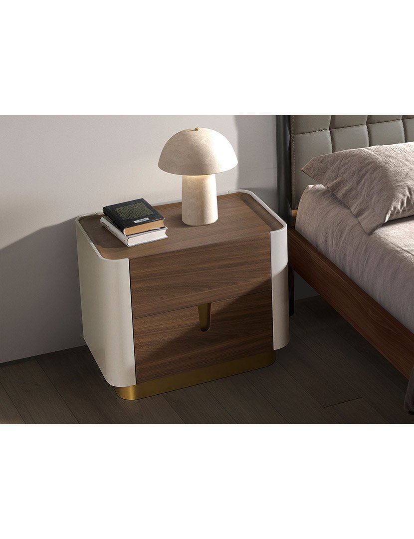 Mesa de Cabeceira em Nogueira e Bege