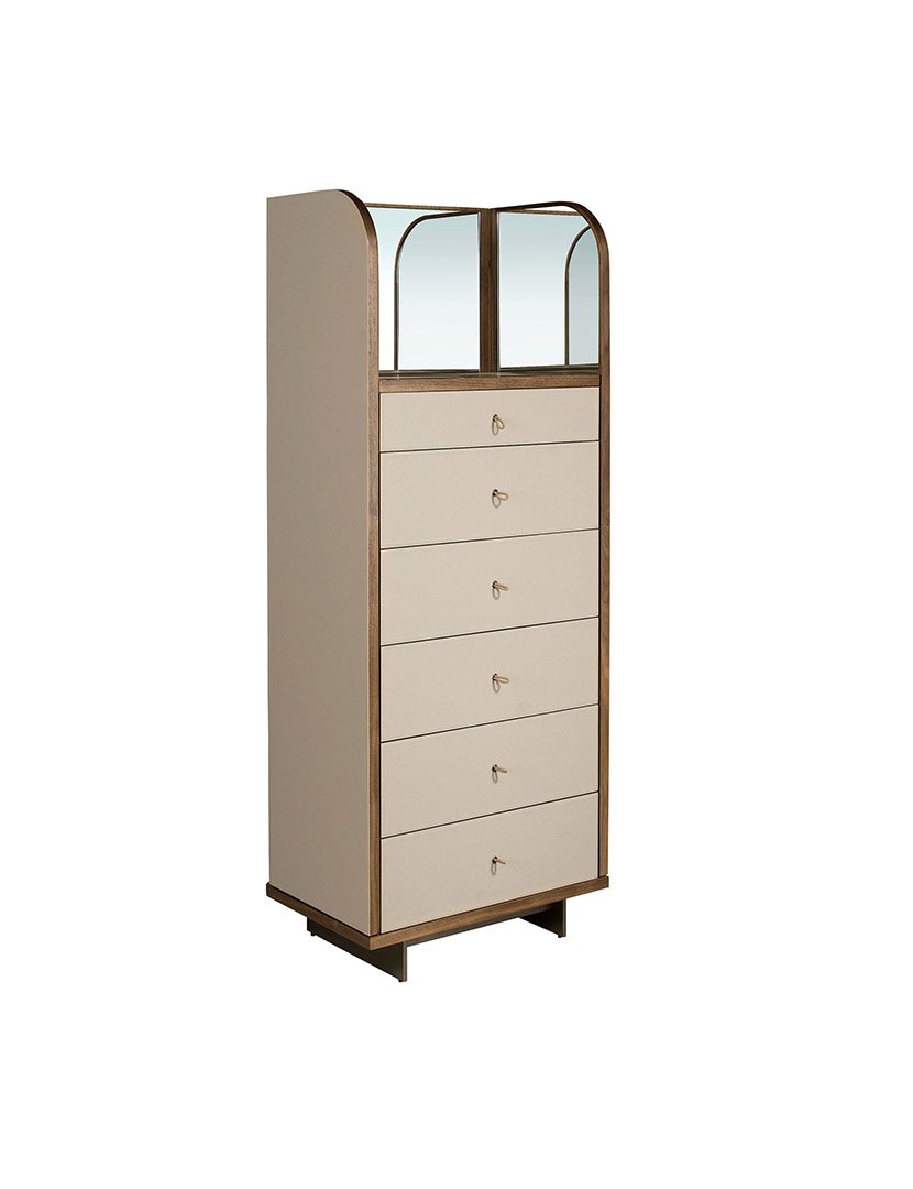 Cómoda em Couro Sintético Nogueira com Espelho