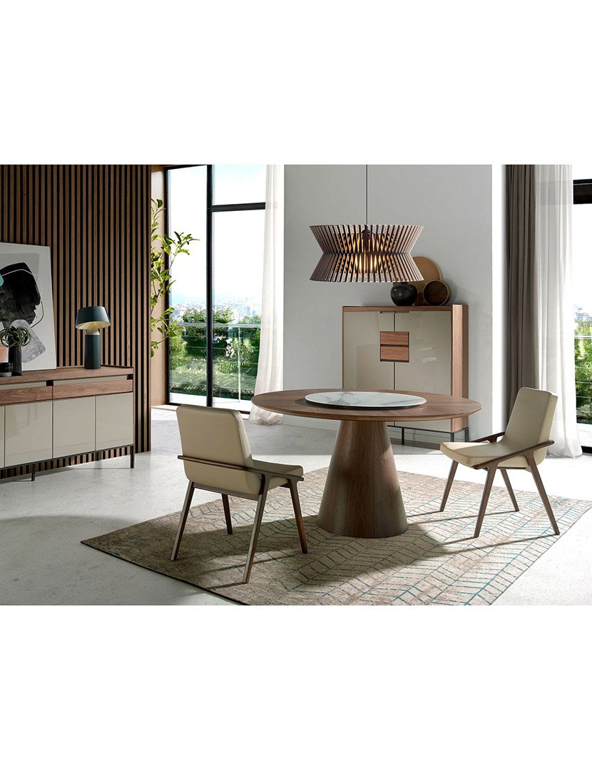 Mesa de Jantar com Centro Giratório Nogueira