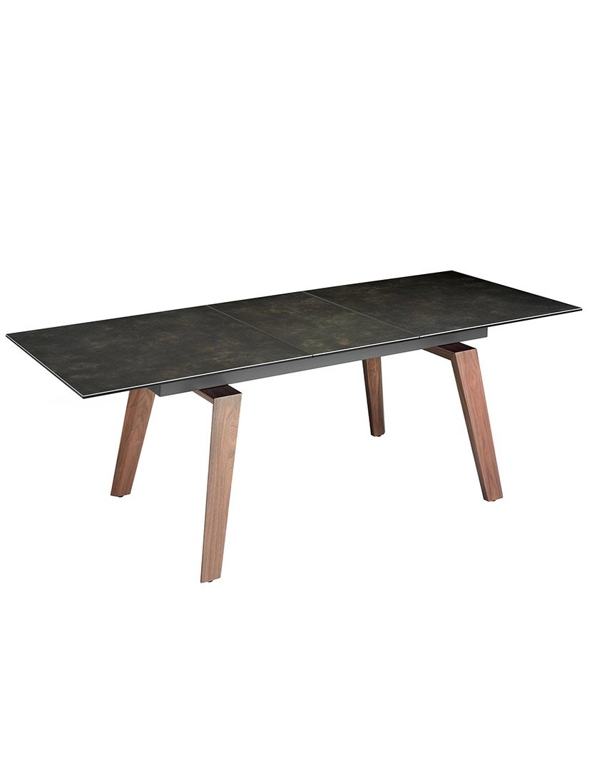 Mesa de Jantar Retangular Extensível Nogueira e Mármore