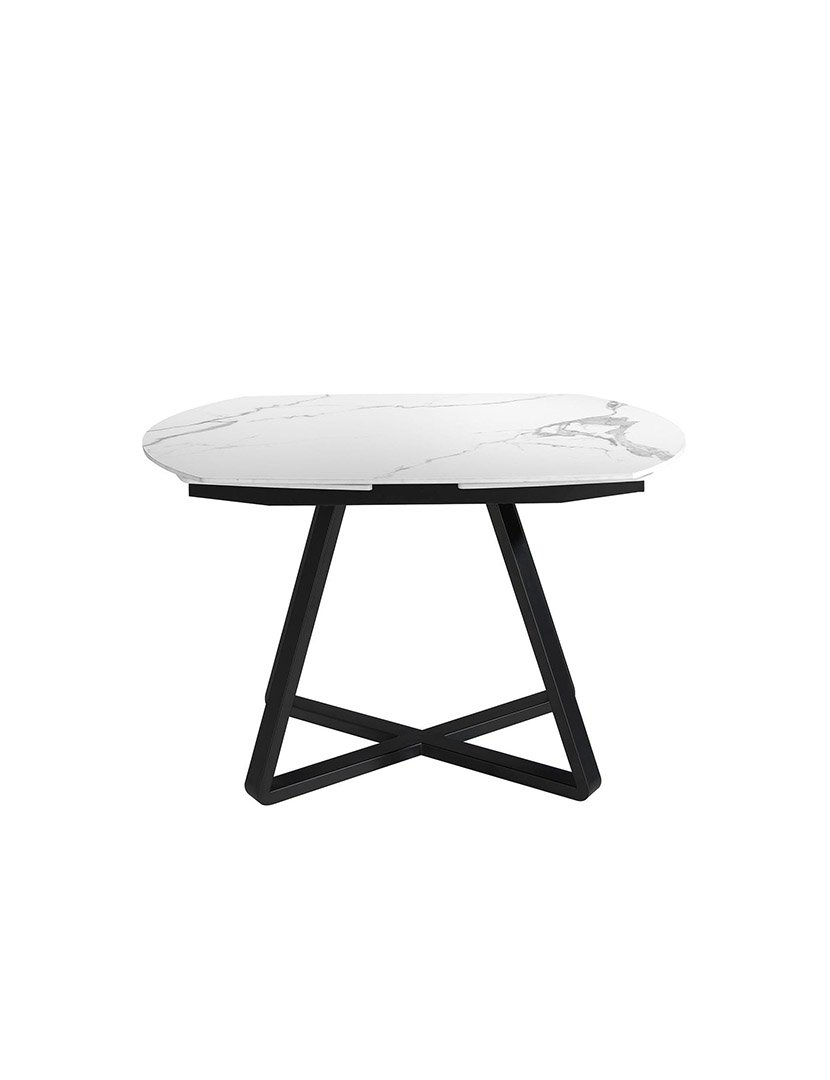Mesa de Jantar Oval Extensível Preto e Mármore