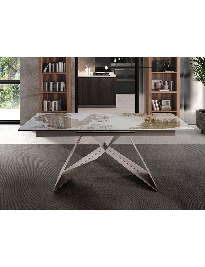 Mesa de Jantar Retangular Extensível Cinzento Taupe e Mármore