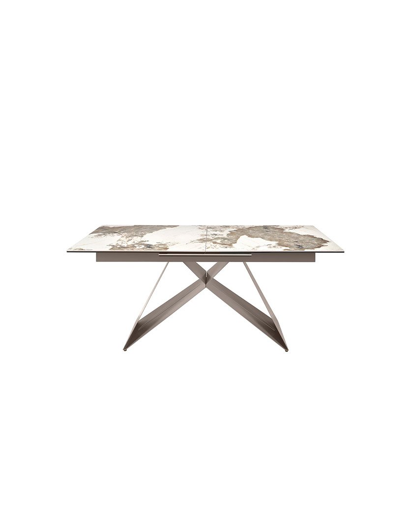 Mesa de Jantar Retangular Extensível Cinzento Taupe e Mármore