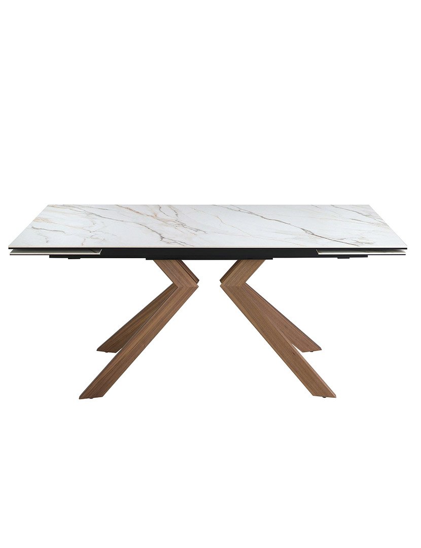 Mesa de Jantar Retangular Extensível Castanho e Mármore