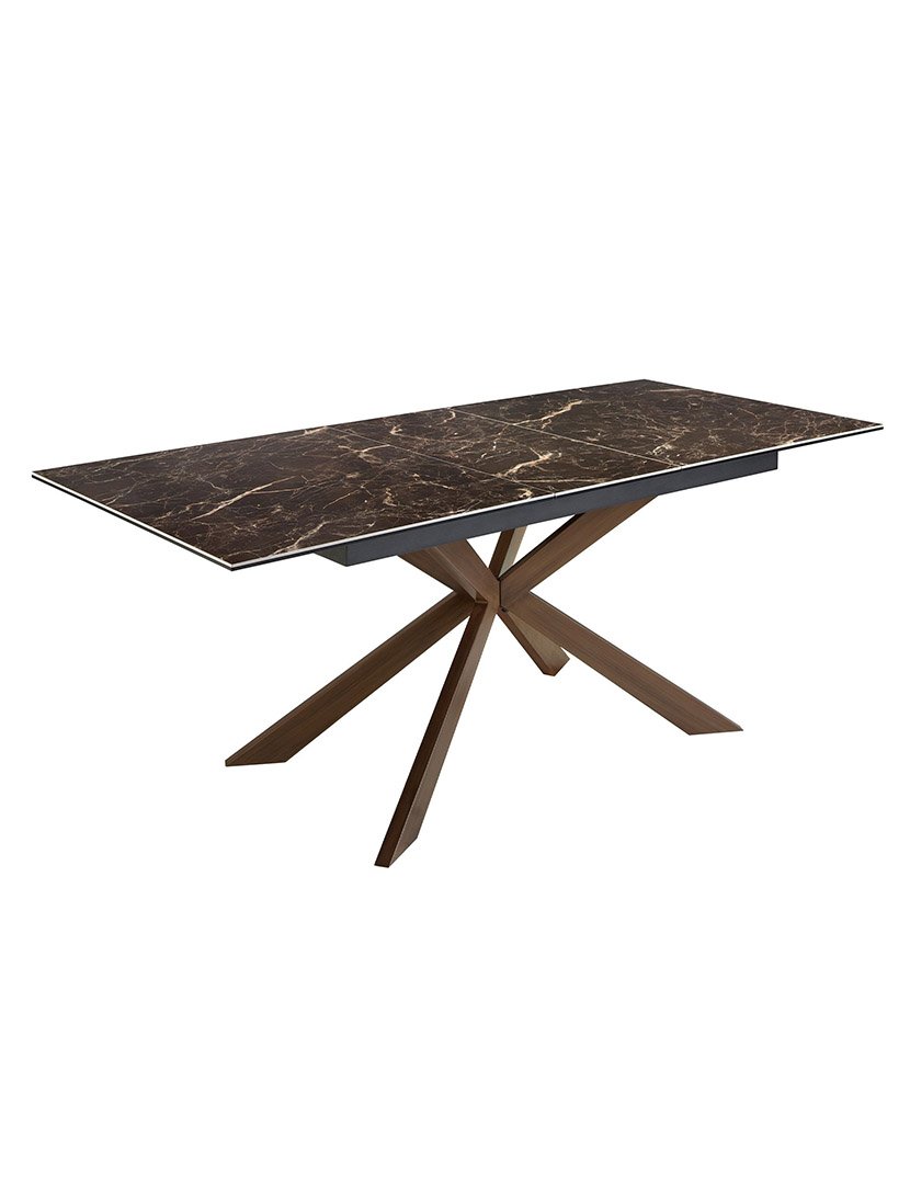 Mesa de Jantar Retangular Extensível Castanho e Mármore