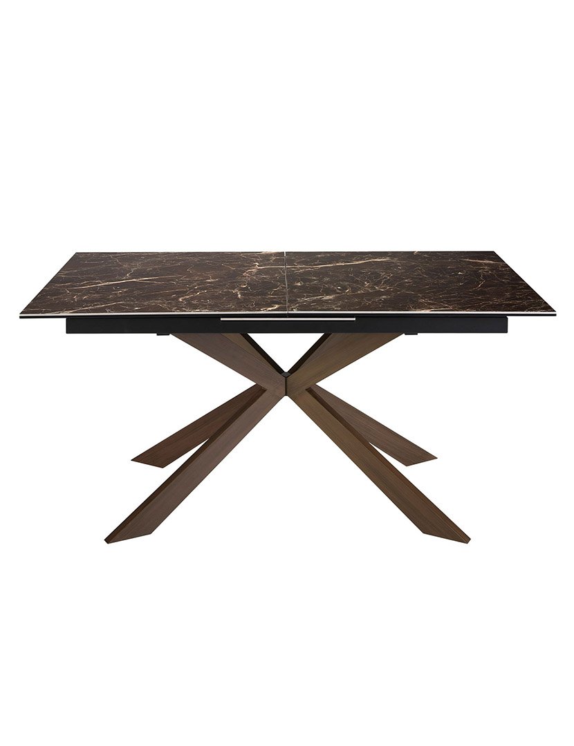 Mesa de Jantar Retangular Extensível Castanho e Mármore