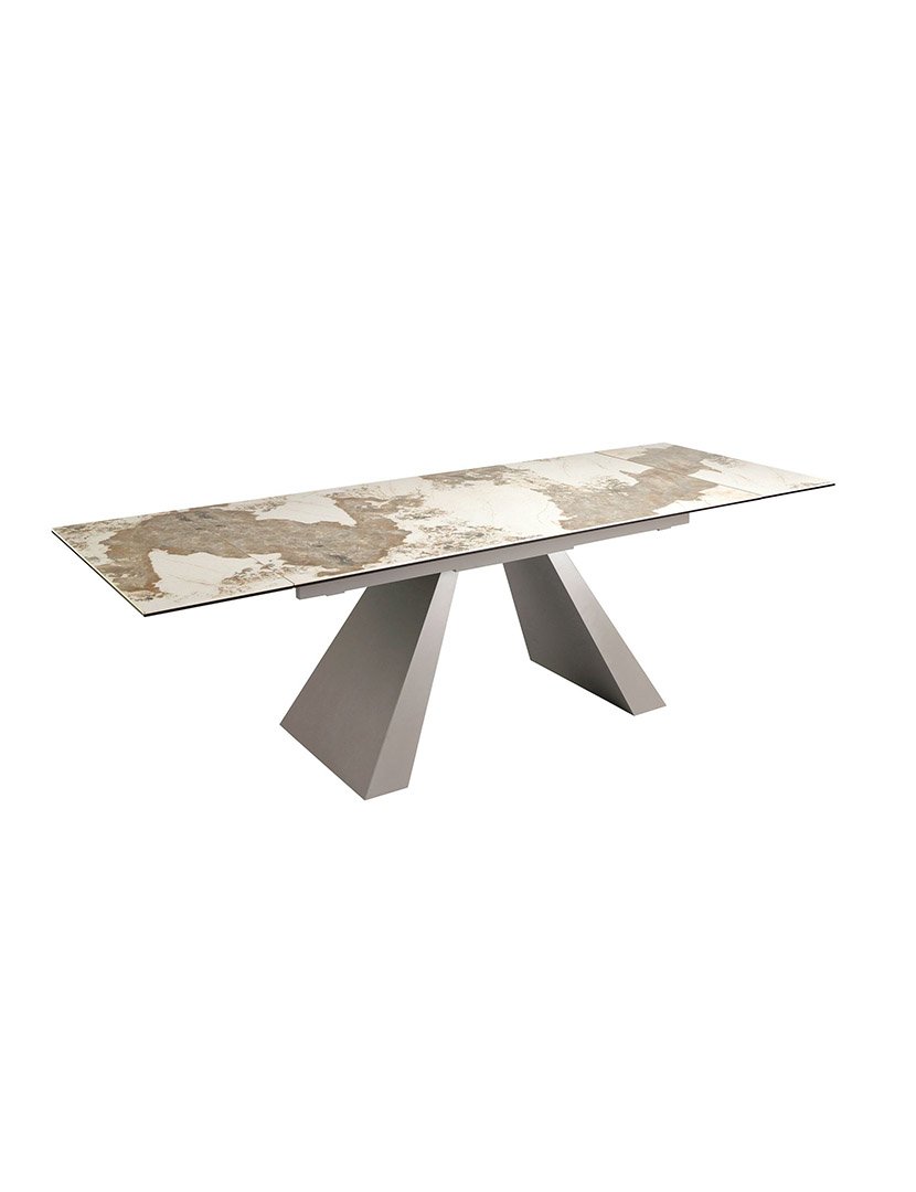 Mesa de Jantar Retangular Extensível Cinzento Taupe e Mármore