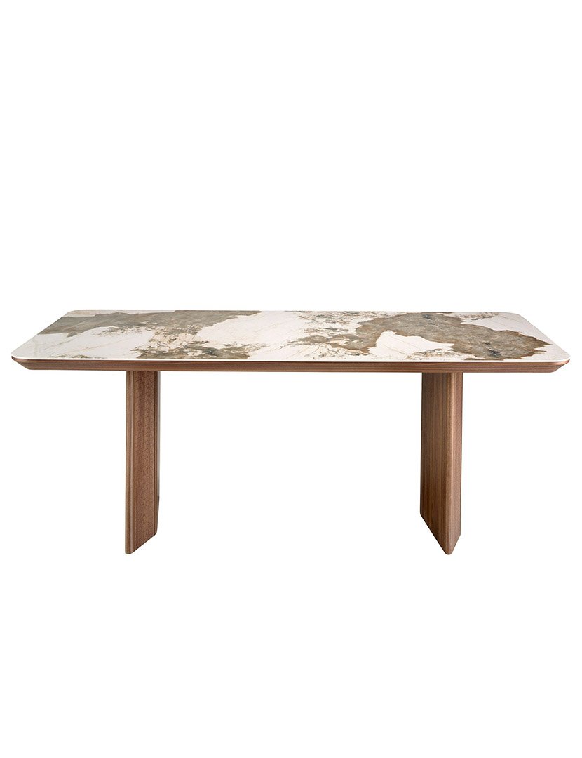 Mesa de Jantar Retangular Nogueira e Mármore