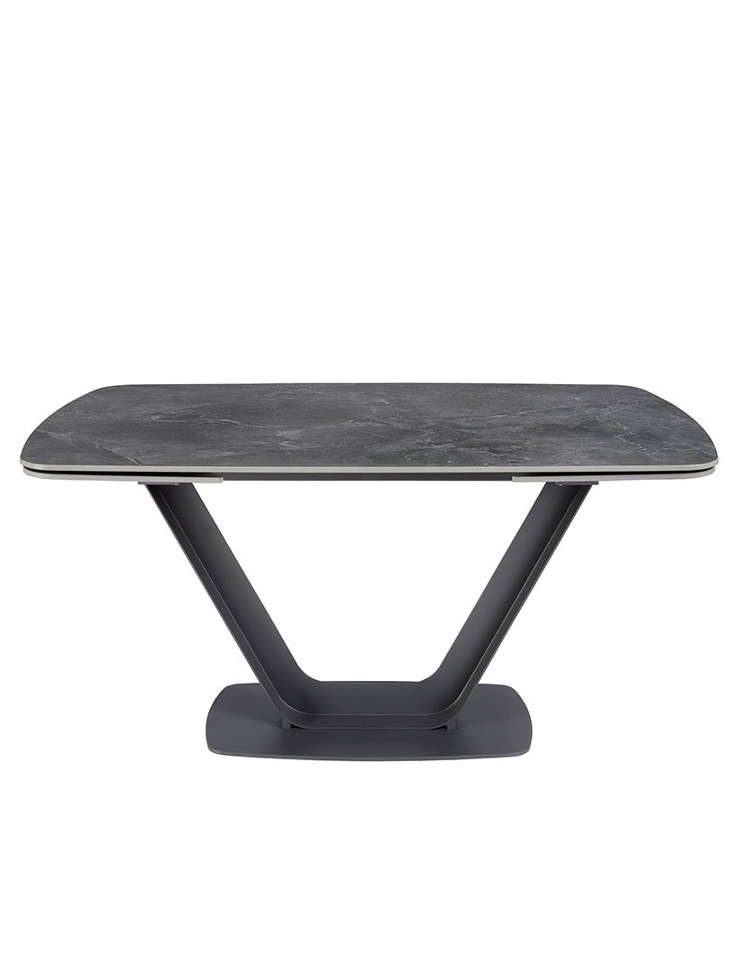 Mesa de Jantar Oval Extensível Preto e Mármore