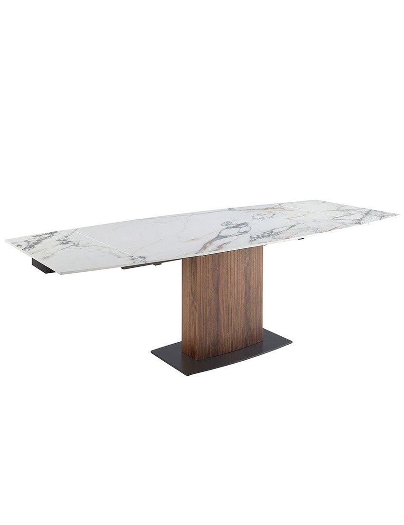 Mesa de Jantar Oval Extensível Nogueira e Mármore