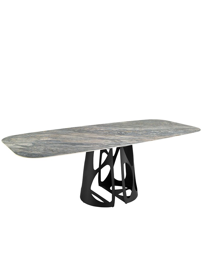 Mesa de Jantar Oval Preto e Mármore