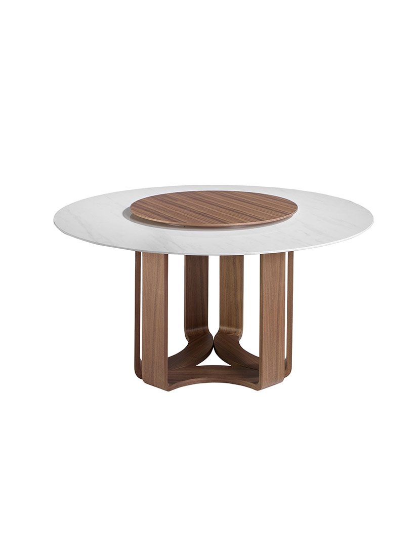Mesa de Jantar Redonda Nogueira e Mármore