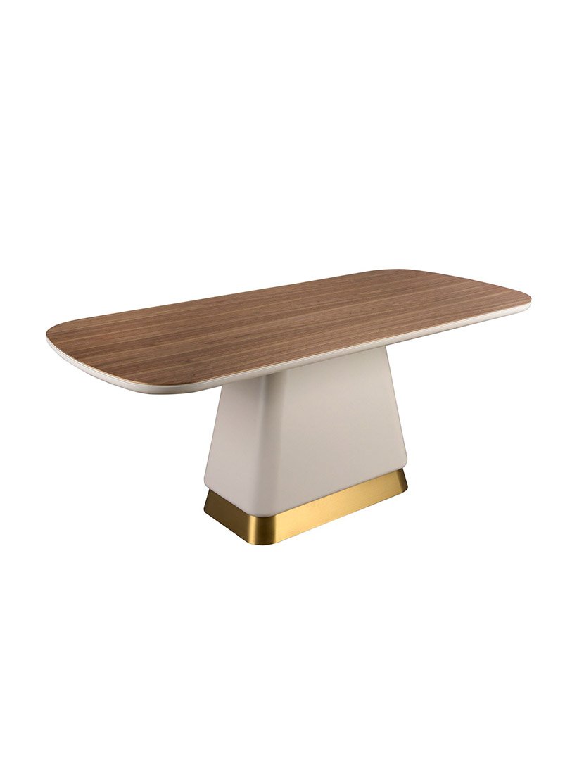 Mesa de Jantar Retangular em Nogueira e Bege