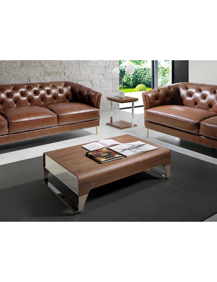 Mesa de Centro Retangular em Nogueira e Cinzento