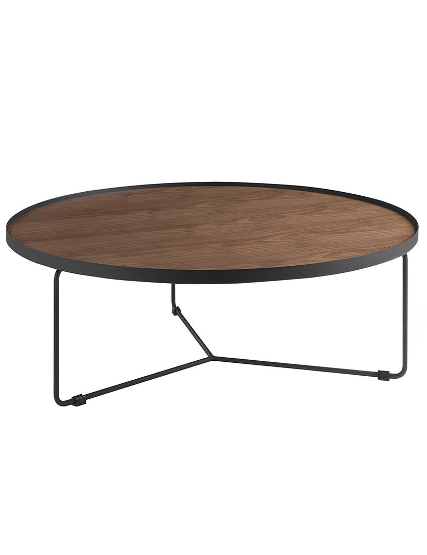 Mesa de Centro Redonda em Nogueira e Preto