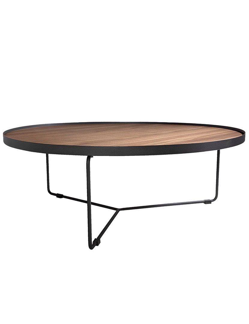 Mesa de Centro Redonda em Nogueira e Preto