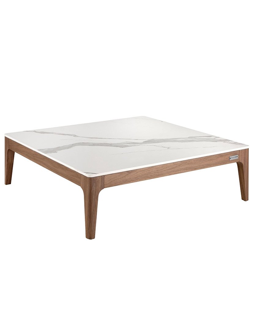 Mesa de Centro Quadrada em Nogueira e Mármore