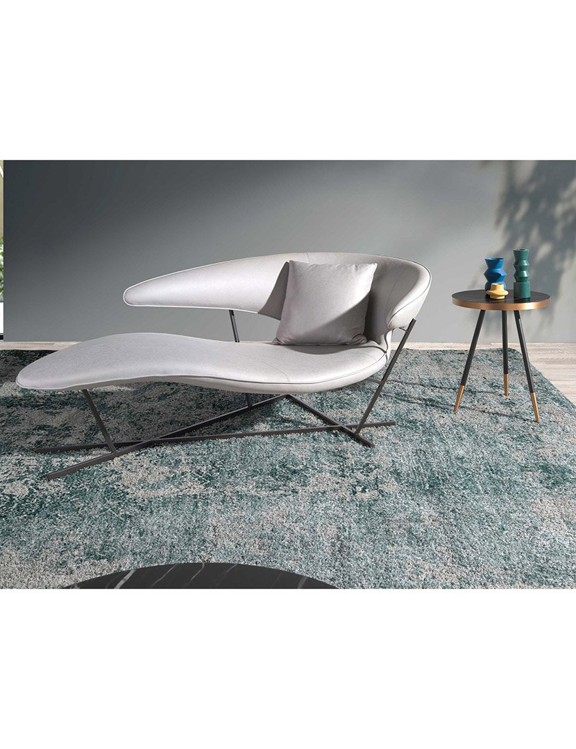 Mesa de Canto Redonda em Aço Preto e Mármore