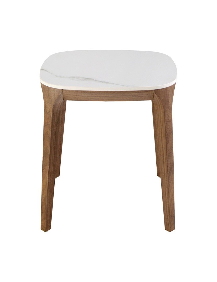 Mesa de Canto Quadrada em Nogueira e Mármore