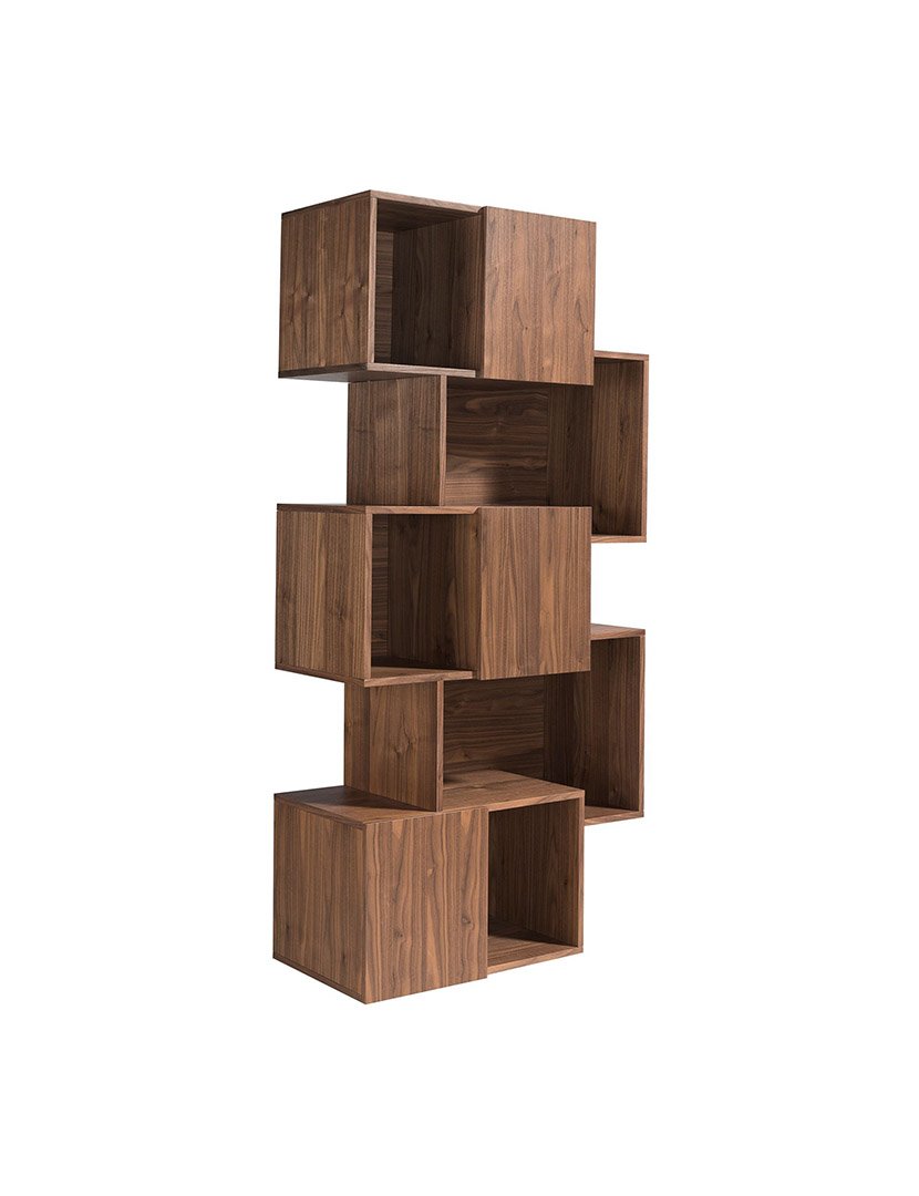 Estante de Madeira de Nogueira com Portas Castanho