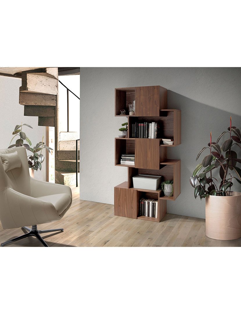 Estante de Madeira de Nogueira com Portas Castanho