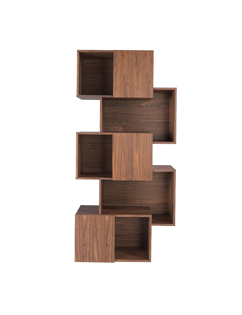 Estante de Madeira de Nogueira com Portas Castanho