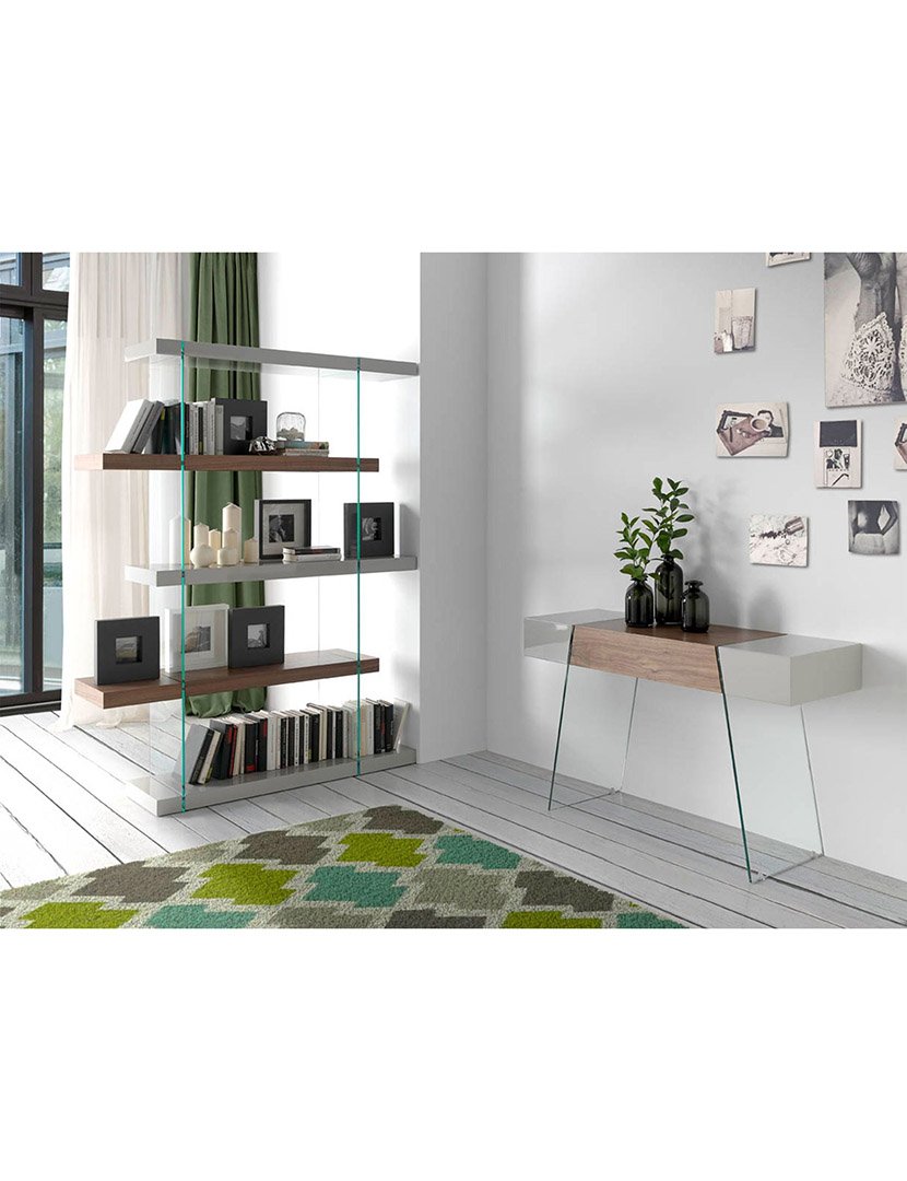 Mesa Retangular em Madeira Castanho e Cinzento