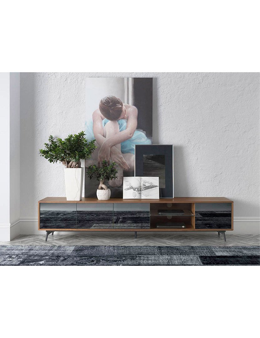 Móvel de TV em Nogueira e Preto