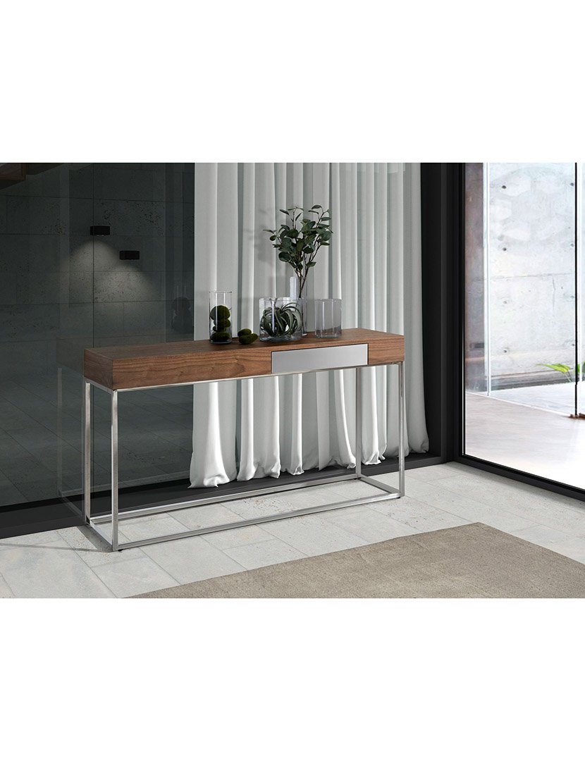 Mesa de Entrada Retangular em Nogueira e Cinzento