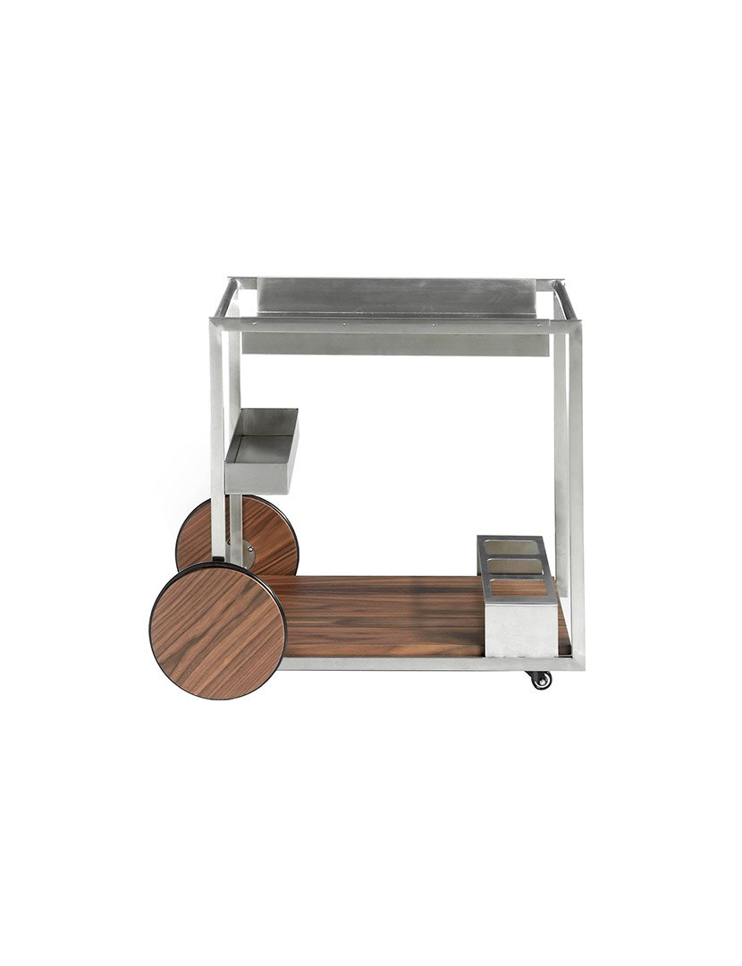 Carrinho para Mini-bar em Nogueira e Aço