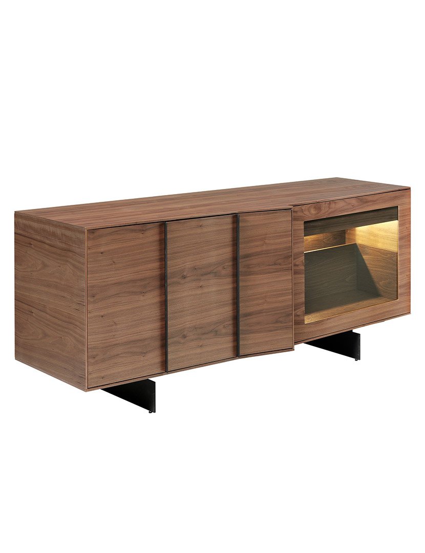 Aparador em Nogueira e Aço Preto