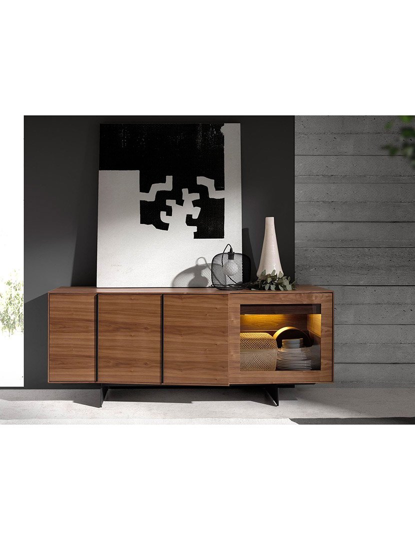 Aparador em Nogueira e Aço Preto