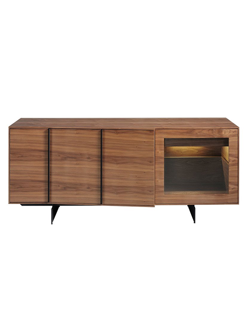 Aparador em Nogueira e Aço Preto