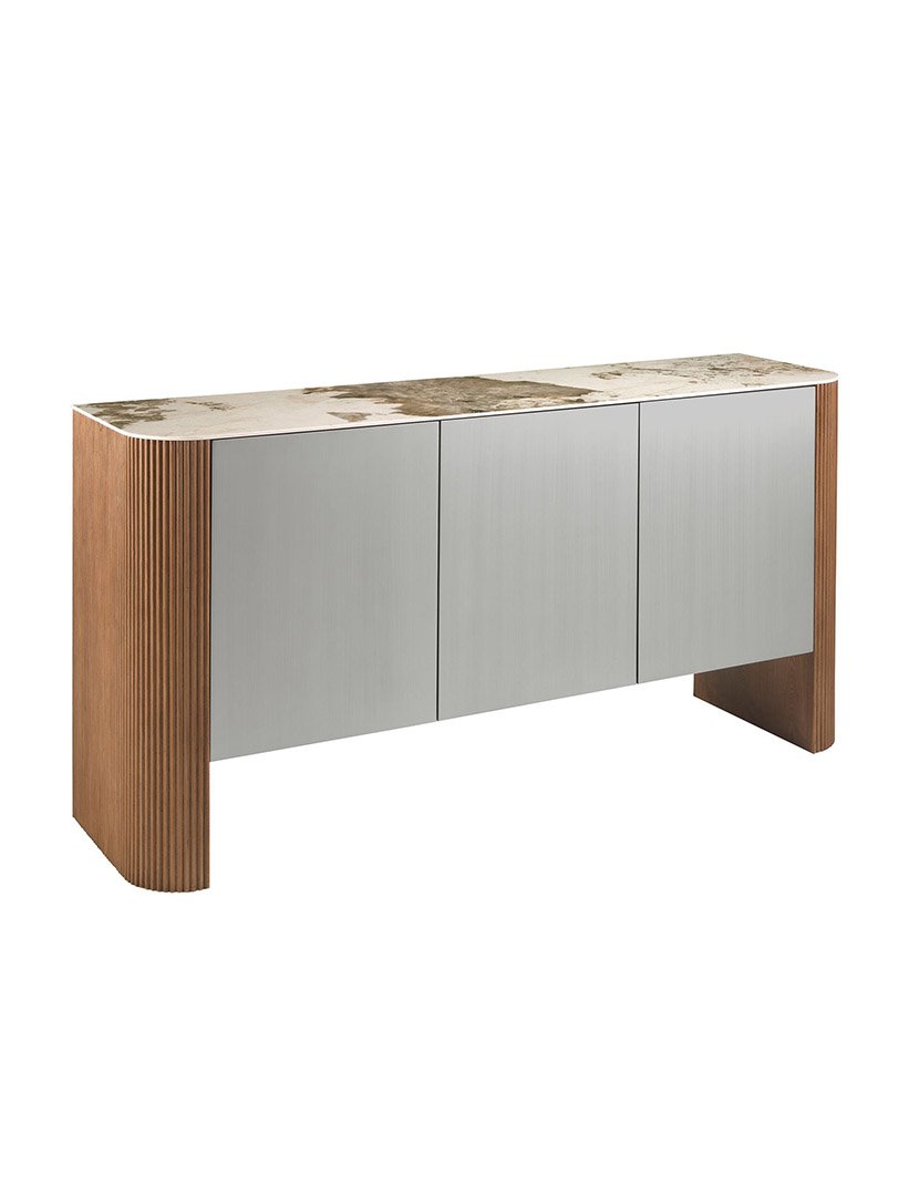 Aparador em Madeira Prateado e Tampo de Mármore