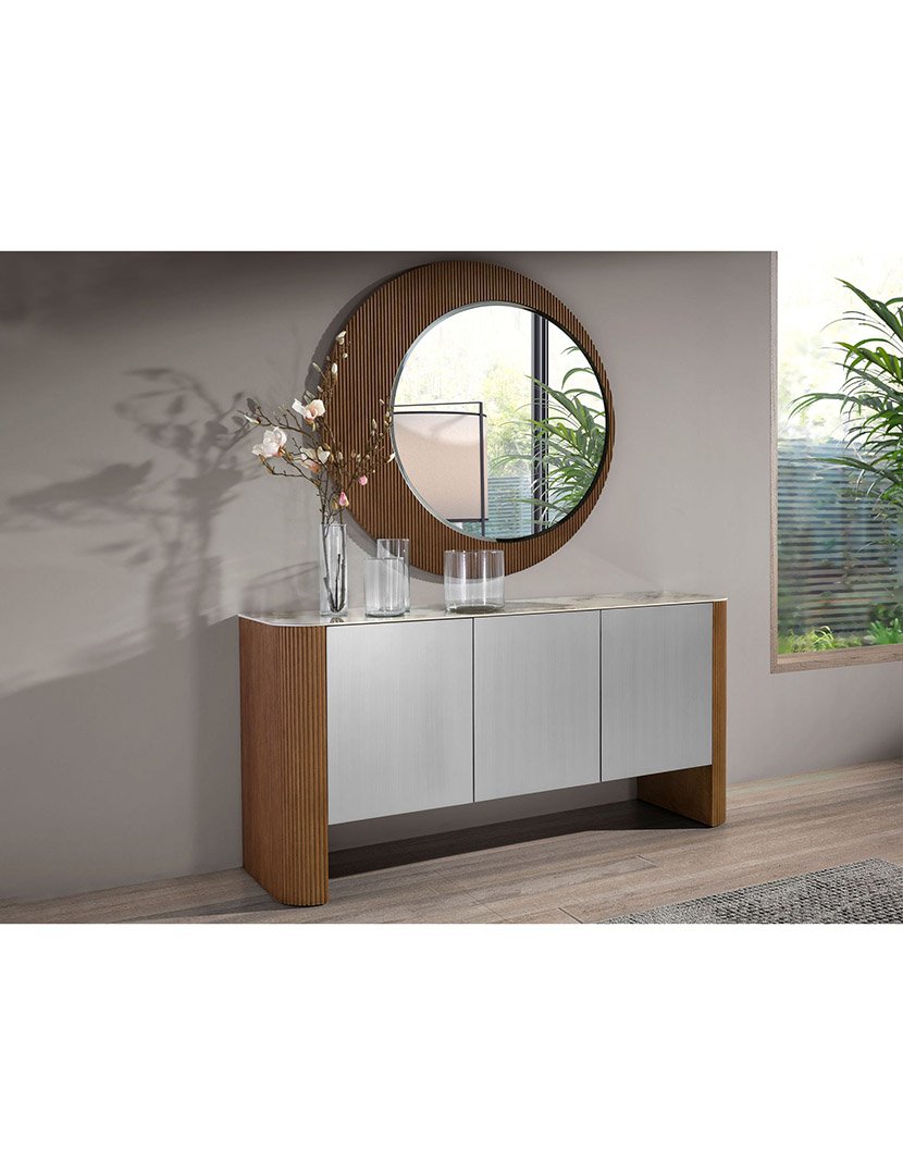 Aparador em Madeira Prateado e Tampo de Mármore