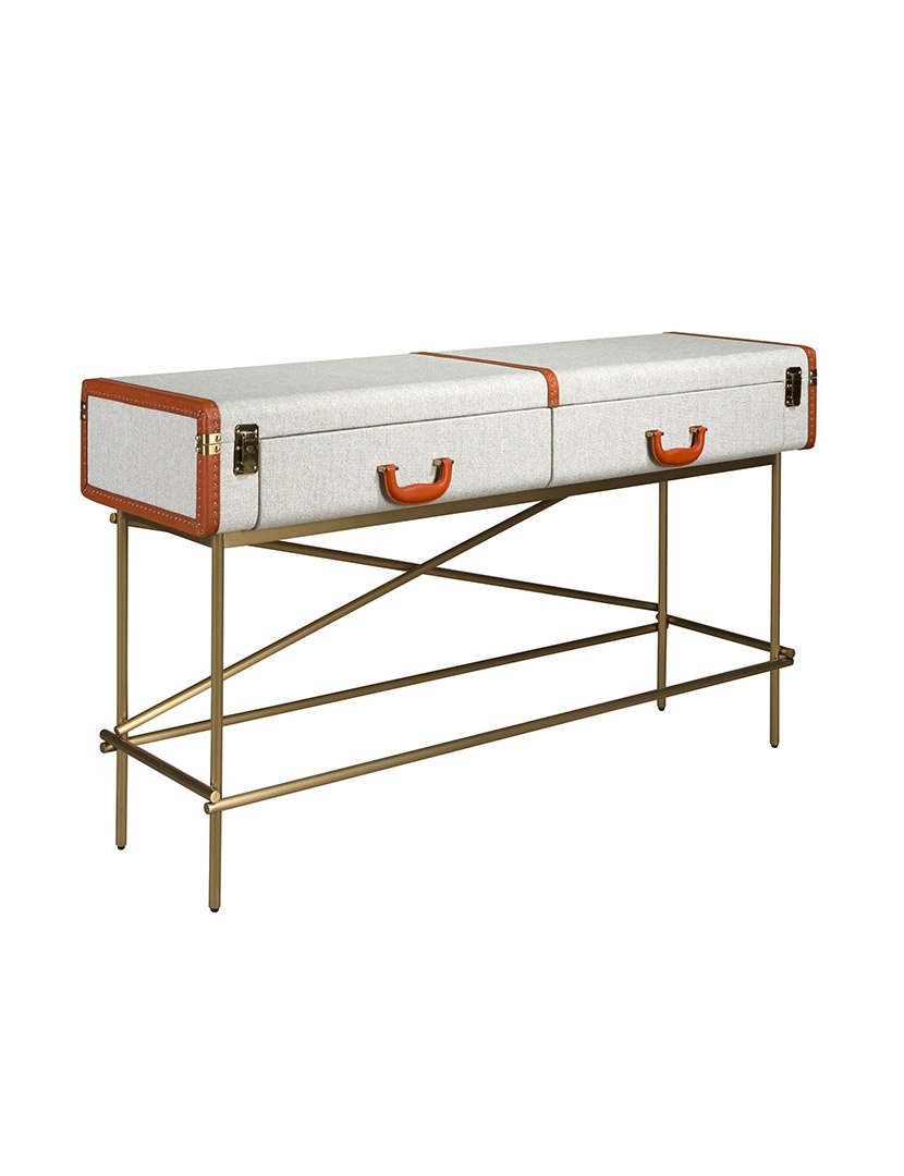 Mesa de Entrada Retangular Tecido Bege