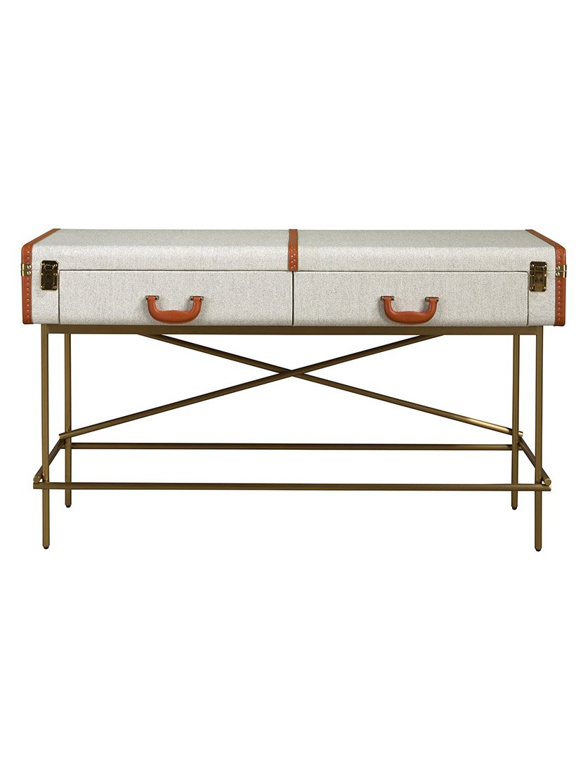 Mesa de Entrada Retangular Tecido Bege