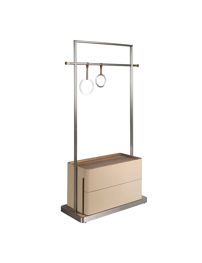 Cabideiro em Couro Sintético Castanho e Cinzento