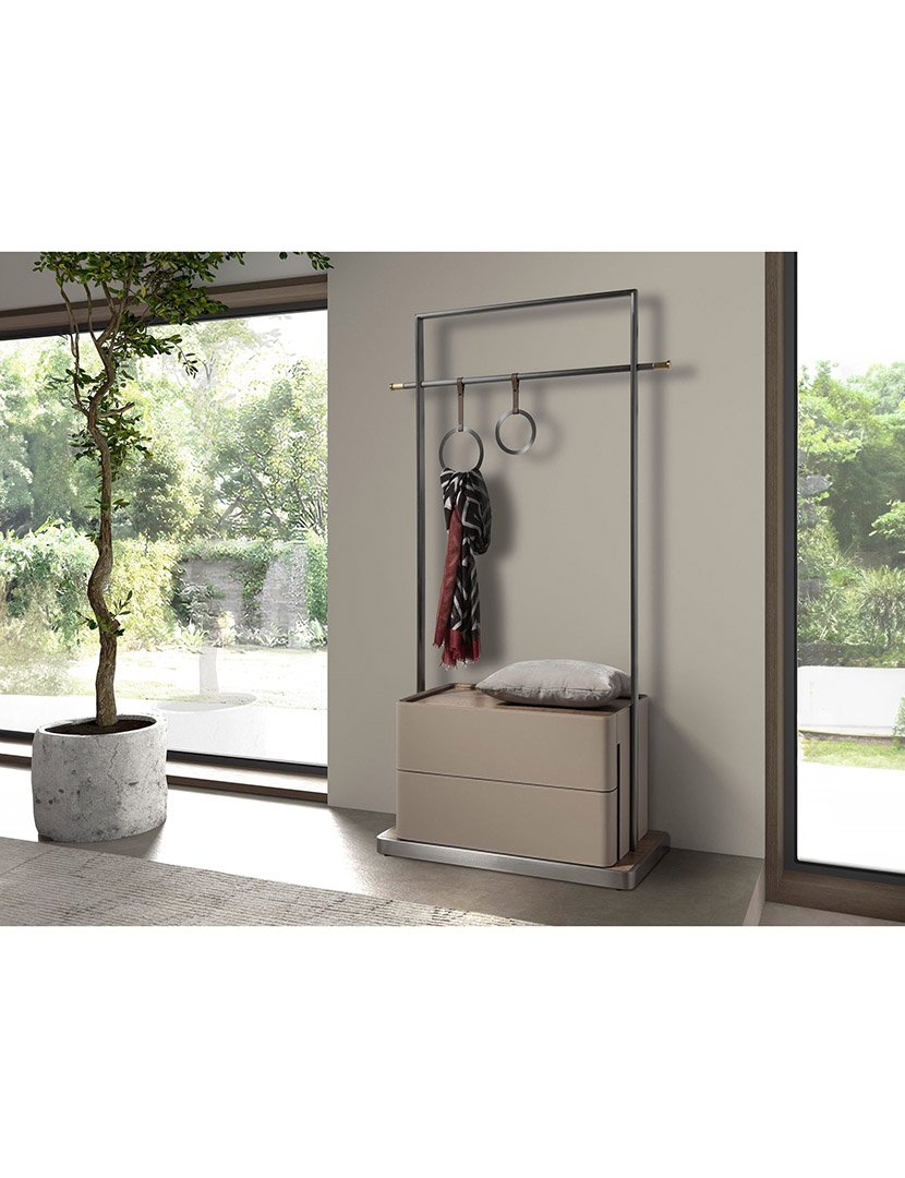 Cabideiro em Couro Sintético Castanho e Cinzento