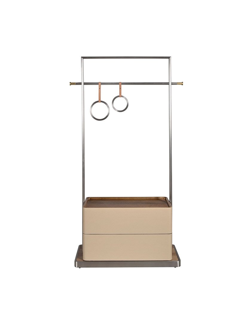 Cabideiro em Couro Sintético Castanho e Cinzento