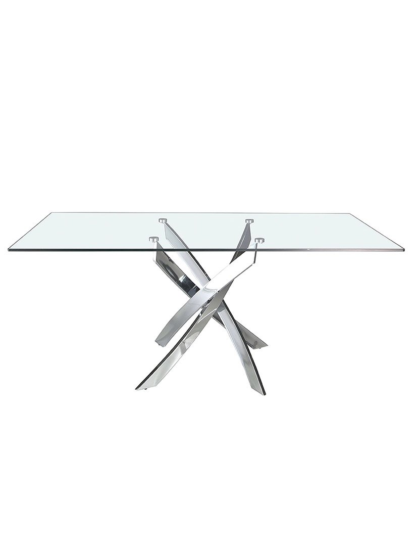 Mesa de Jantar Retangular Cromado com Vidro Temperado