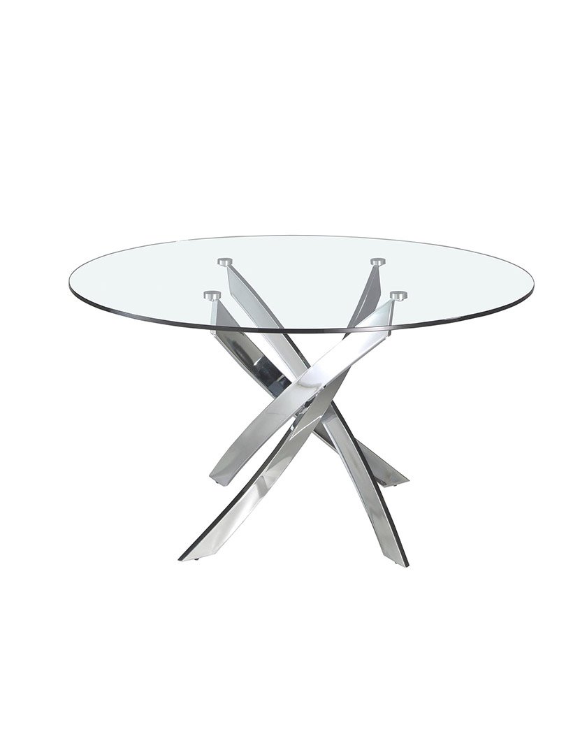 Mesa de Jantar Redonda Cromado com Vidro Temperado