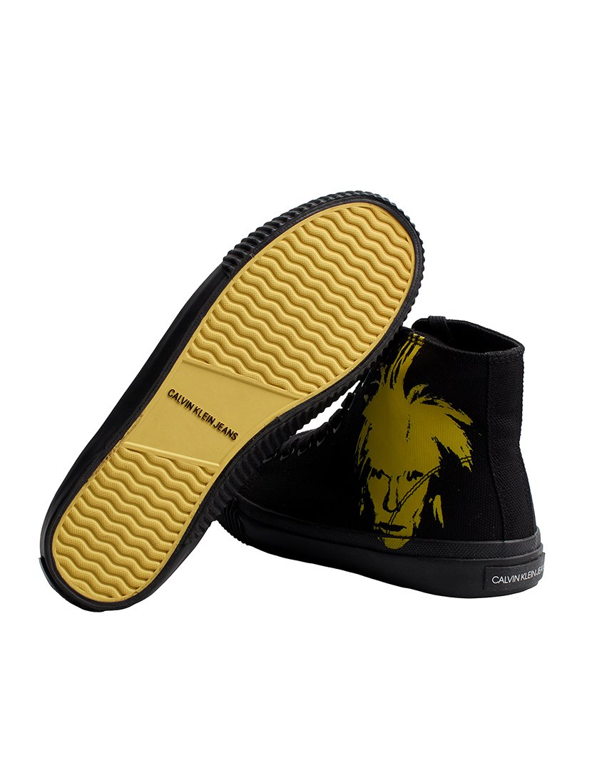 Ténis Cano Alto Homem Preto-amarelo