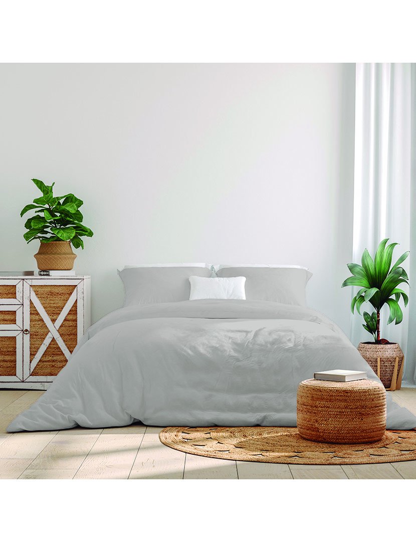 Capa Edredon Percal Cinza