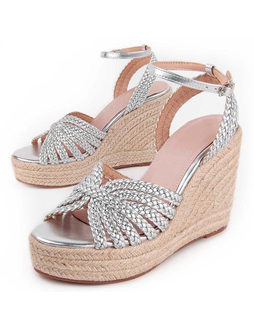 Sandálias de Cunha Senhora Prateado