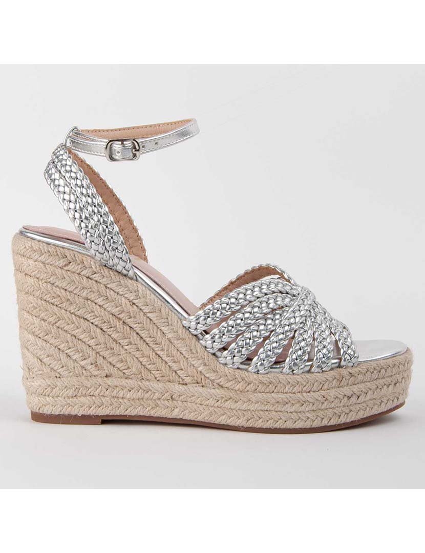 Sandálias de Cunha Senhora Prateado