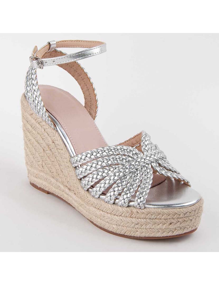 Sandálias de Cunha Senhora Prateado